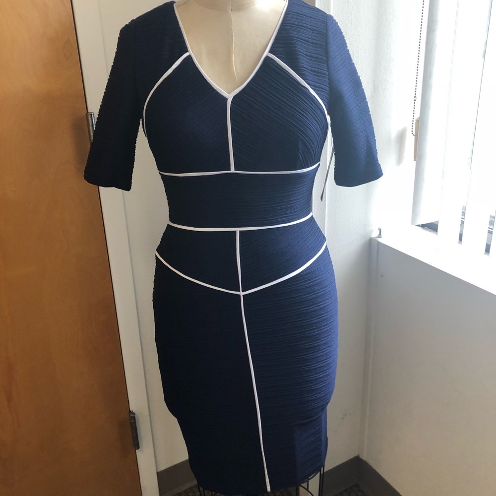 Navy blue and white symmetrical dress!